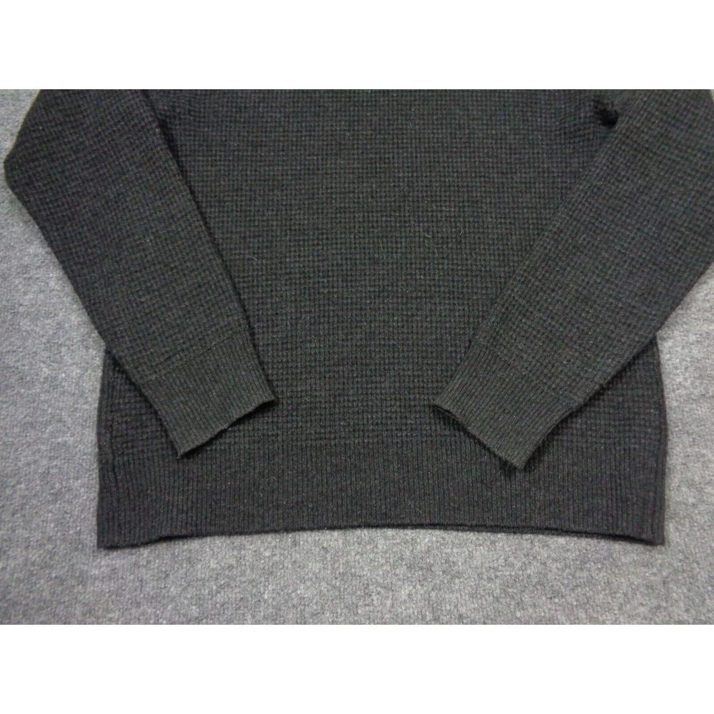 Schott Bros. Wool Blend Waffle Knit Sweater Men's Size M Dark Gray Shawl Collar - Picture 5 of 11